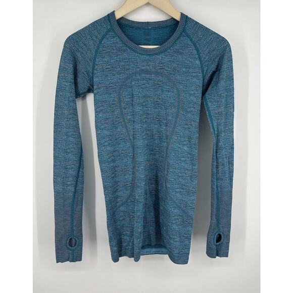 Lululemon Swiftly Tech Long Sleeve Crew Heathered Blue Size 4 - Picture 1 of 4